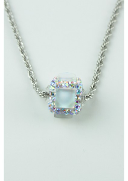 Burgu Zincir Kristal Uçlu Gümüş Renk Kolye indirimleri