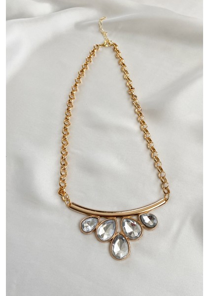 Kristal Taşlı Gold Zincir Kolye fiyatları