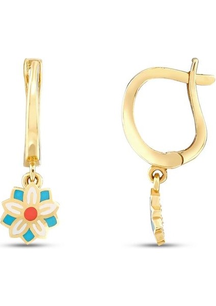 Çiçek Figürlü Altın Çocuk Küpe - 14K