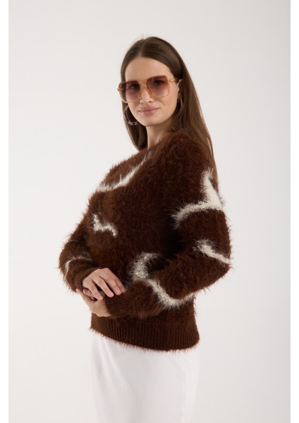 Kadın Acı Kahve Sakal Iplik Inci Detaylı Bisiklet Yaka Triko Kazak fiyatları