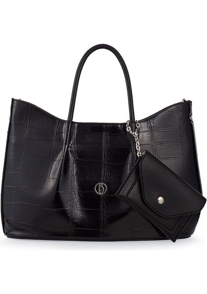 Logo Detaylı Siyah Kadın El Çantası Riv 147-KR