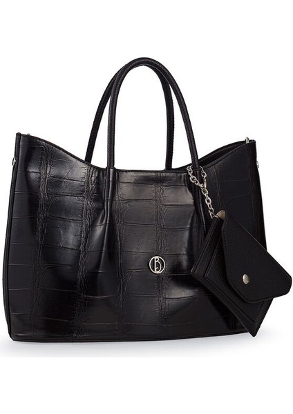 Logo Detaylı Siyah Kadın El Çantası Riv 147-KR fiyatları
