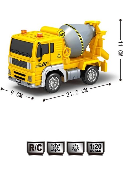 Pilli Işıklı Sesli 1:20 Ölçek Kumandalı Eğitici Çocuk Oyuncak Rc Çimento Kamyonu fiyatları