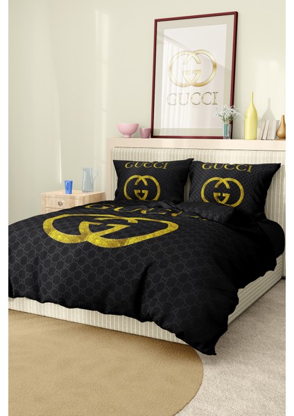 Nevresim Takımı Çift Kişilik Pamuklu Saten Kumaş 6 Parça 3D Dijital Baskı Duvet Cover Set Model No: