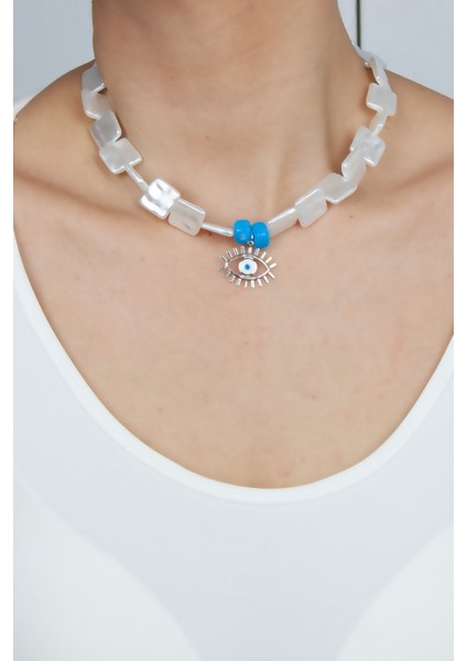 Sedef Görünümlü Göz Uçlu Kolye fiyatları