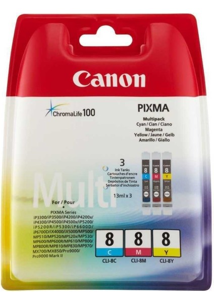 Clı-8c-Clı-8m-Clı-8y Kartuş Paketi