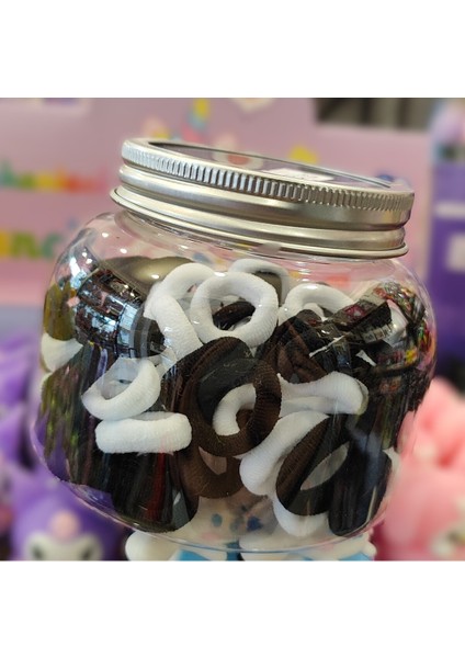 Plastik Kavanoz Lastik Küçük Boy Çok Renkli Saç Tokası Seti TK109