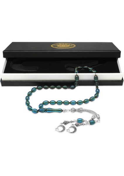 Kararmaz Metal Ayyıldız Püsküllü Arpa Kesim Turkuaz Ateş Kehribar Tesbih
