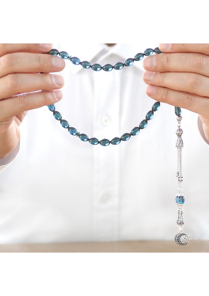 Kararmaz Metal Ayyıldız Püsküllü Arpa Kesim Turkuaz Ateş Kehribar Tesbih indirimleri