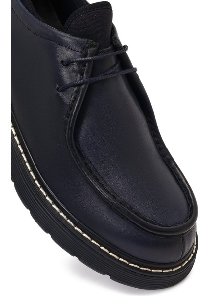 Erkek Siyah Bağcıklı Kalın Tabanlı Deri Casual Ayakkabı 25WFD612018