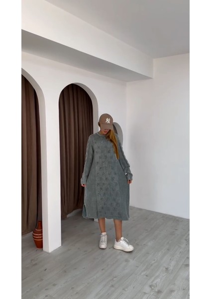 Etnik Bohem ve Otantik Tarz Standart Beden %yüz Pamuk Triko Elbise