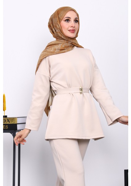 Taş Kemerli Tunik Pantolonlu Scuba Takım modelleri