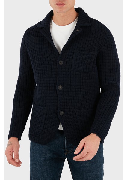 % 100 Yün Regular Fit Cepli Düğmeli Örme Ceket Erkek Ceket 10166 25073 598