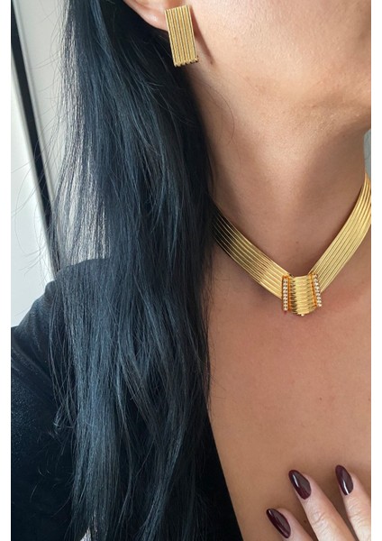 Trabzon Hasırı Kolye Küpe Set