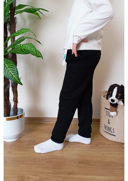 Çocuk Siyah 3 Iplik Şardonlu Paçası Lastikli Kışlık Eşofman Altı indirimleri