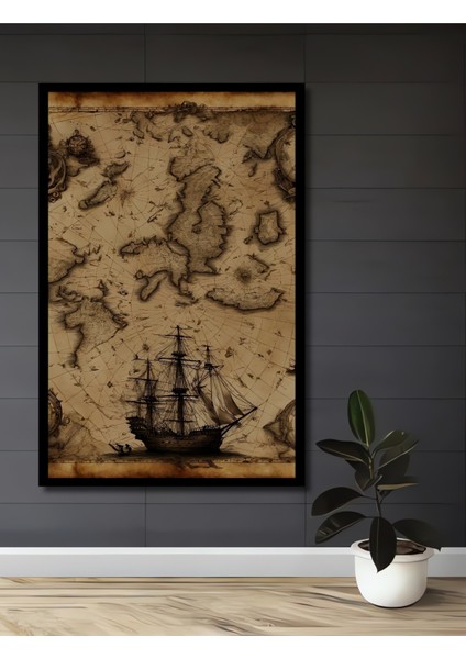 Antik Dünya Haritası Ahşap Dekoratif Tablo Dikdörtgen Tablo fiyatları