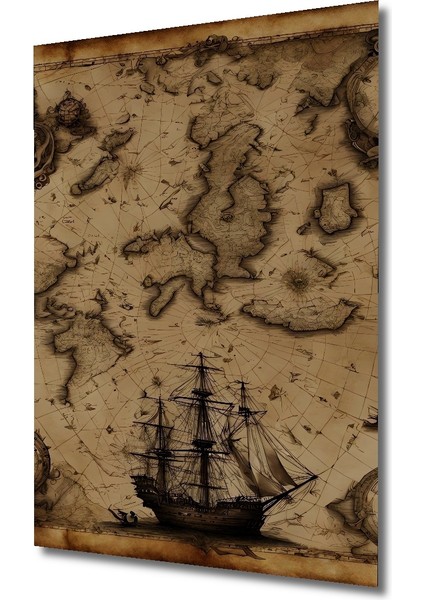 Antik Dünya Haritası Ahşap Dekoratif Tablo Dikdörtgen Tablo modelleri