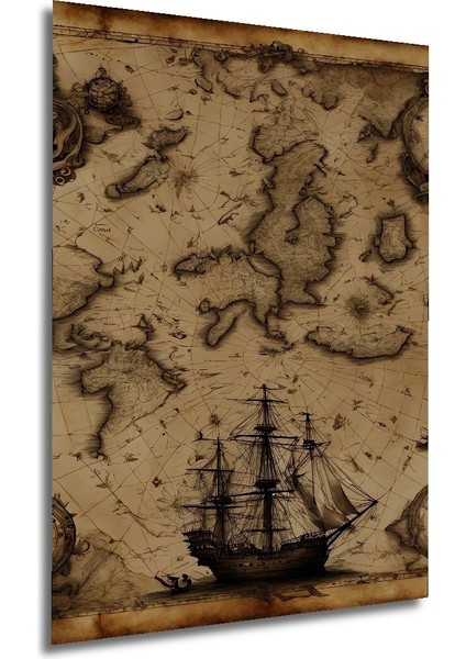 Antik Dünya Haritası Ahşap Dekoratif Tablo Dikdörtgen Tablo fırsatları
