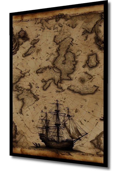 Antik Dünya Haritası Ahşap Dekoratif Tablo Dikdörtgen Tablo indirimleri