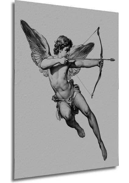 Melek Aşk Okçu Kara Kalem Görünümlü Dekoratif Ahşap Tablo Dikdörtgen Tablo fırsatları