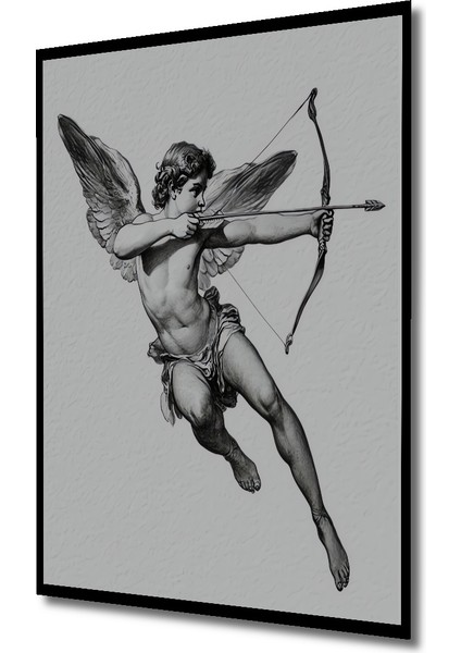Melek Aşk Okçu Kara Kalem Görünümlü Dekoratif Ahşap Tablo Dikdörtgen Tablo indirimleri
