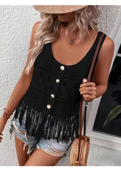 Kadın Askılı Yuvarlak Yaka Önden Düğmelipüsküllü Triko Bluz fiyatları