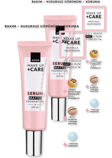 Make Up + Care Serum Matte Fondöten SPF30 - 410P Ikili Set