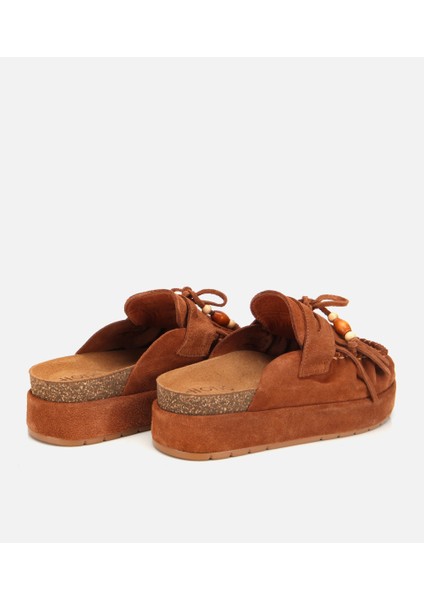 01TEH316580A370 KADIN Süet Deri Taba Püsküllü Kalın Tabanlı Terlik fırsatları