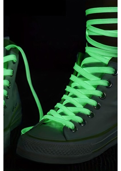 Fosforlu Neon Yeşil 1 cm Kalınlığında 1 Çift Yassı Spor Ayakkabı Bağcığı fırsatları