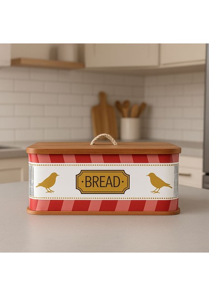 Dikdörtgen Ahşap Kuş Desenli Ekmeklik Doğal Ekmek Sepeti Lüks Ekmek Kutusu
