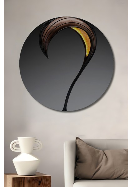 Ahşap Dekoratif Tablo Modern Sanat Yağlı Boya Görünümlü Lale Tasarımı Yuvarlak Tablo