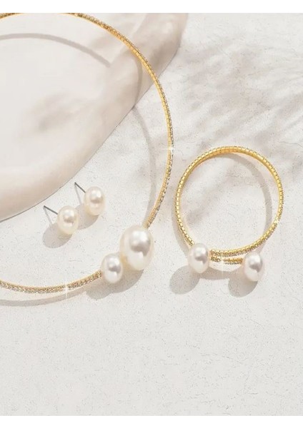 Gümüş Kaplama Şık ve Zarif Inci Set fırsatları