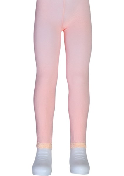 Bileği Dantelli Cotton Çocuk Tayt