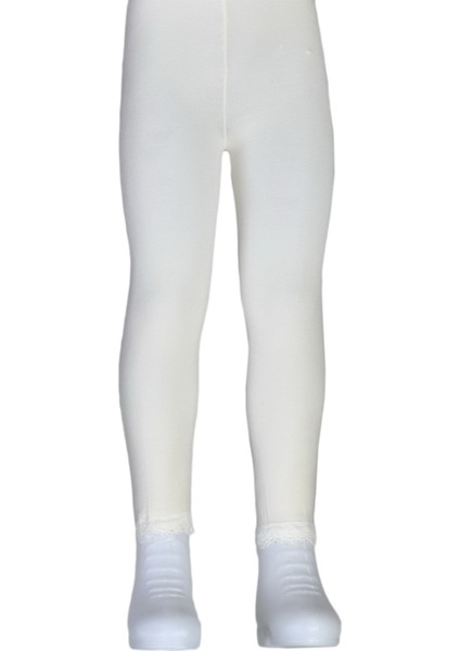 Bileği Dantelli Cotton Çocuk Tayt
