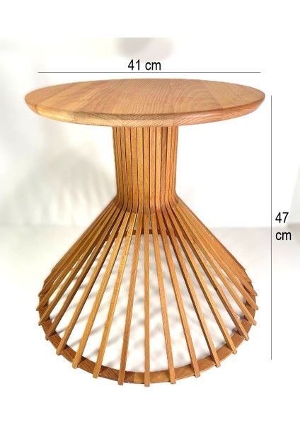 Palermo Yuvarlak Modern Klasik Rustik Retro Vintage Naturel Dekoratif Ahşap Çıtalı Yan Mantar Sehpa fiyatları