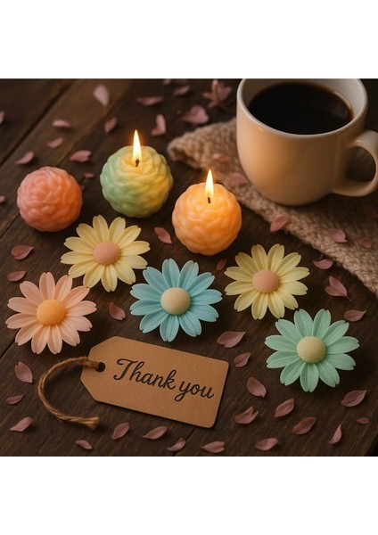 Çiçek Motifli ,kokulu, Karışık Mum Paketi 10'lu (Sepetsiz) fiyatları