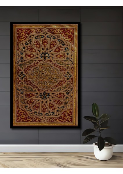 Altın Varaka Desenli Osmanlı Sanatı Yağlı Boya Görünümlü Ahşap Dekoratif Tablo Dikdörtgen Tablo fiyatları