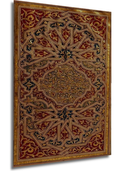 Altın Varaka Desenli Osmanlı Sanatı Yağlı Boya Görünümlü Ahşap Dekoratif Tablo Dikdörtgen Tablo fırsatları