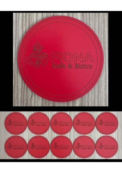 10'lu Kişiye / Şirkete Özel Logolu Bardak Altlığı Seti | Lazer Kesim Kurumsal Hediye | 9 cm