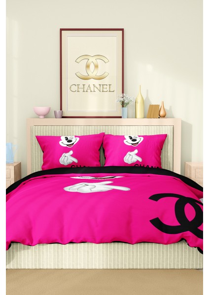 Nevresim Takımı Çift Kişilik Pamuklu Saten Kumaş 6 Parça 3D Dijital Baskı Duvet Cover Set Model No: