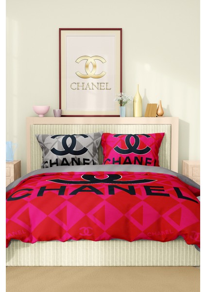 Nevresim Takımı Çift Kişilik Pamuklu Saten Kumaş 6 Parça 3D Dijital Baskı Duvet Cover Set Model No: