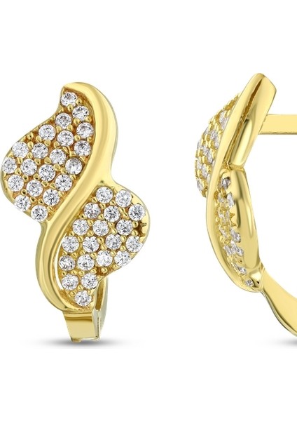 Taşlı Tasarım Altın Küpe - 14K fiyatları