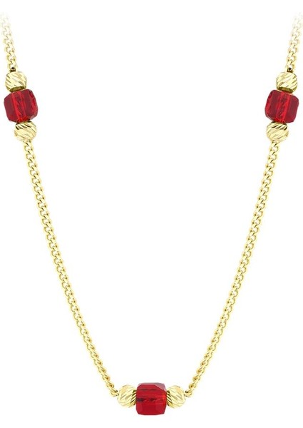 Renkli Taşlı Altın Kolye - 14K