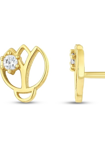 Çiçek Figürlü Altın Çocuk Küpe - 14K fiyatları