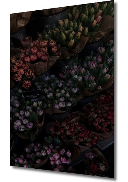 Muhteşem Buket Lale Yağlı Boya Görünümlü Ahşap Dekoratif Tablo Dikdörtgen Tablo modelleri