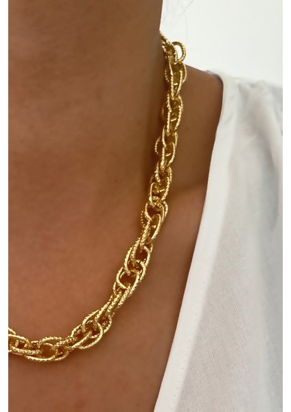 Işlemeli Zincir Klasik Gold Kolye fiyatları