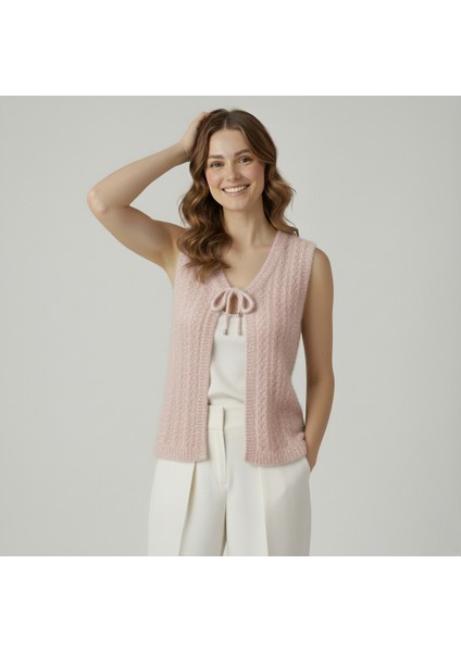 Çeyizlik Bağcıklı Simli Yumoş Yelek