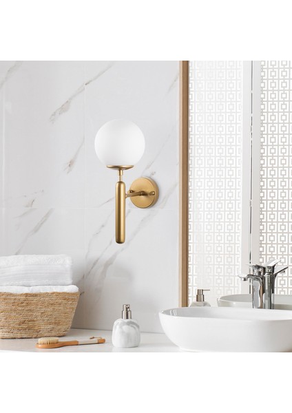 King Modern Tekli Beyaz Glop Cam Aplik Parlak Gold, Art Deko Dekoratif Duvar Aydınlatma KING-11458 fiyatları