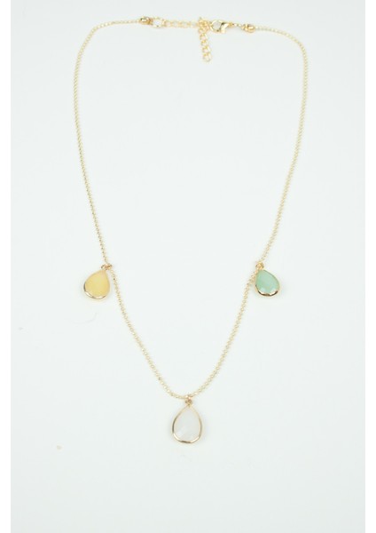 Pirinç Zincir Renkli Uçlu Kolye modelleri