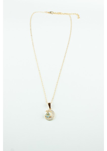 Zirkon Taşlı Hilal Figür Ince Zincir Kolye modelleri